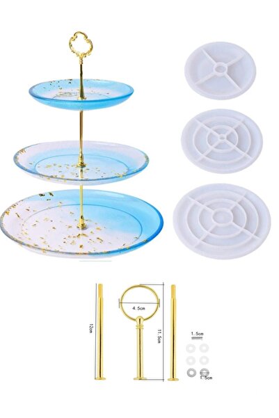 Şenhomee Epoksi Reçine Silikon Beton Kalıp Kek Kurabiye Standı Sunumluk (Bağl...