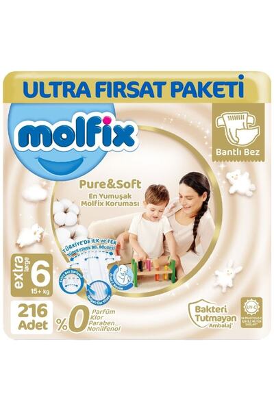 Molfix Pure Soft Ultra Avantaj Bebek Bezi 6 Beden 54x4 216 Adet
