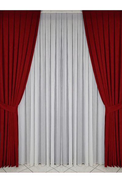 BD beyaz dokuma Red Pleated Background Curtain Velvety High Quality Single Wing