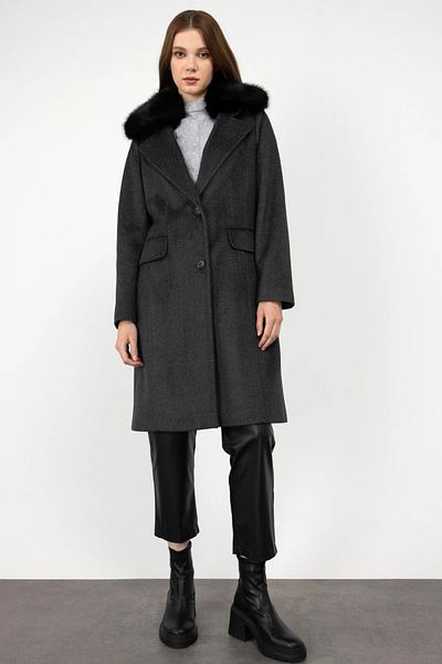 Ekol Palton negru - cu nasturi, model 6057