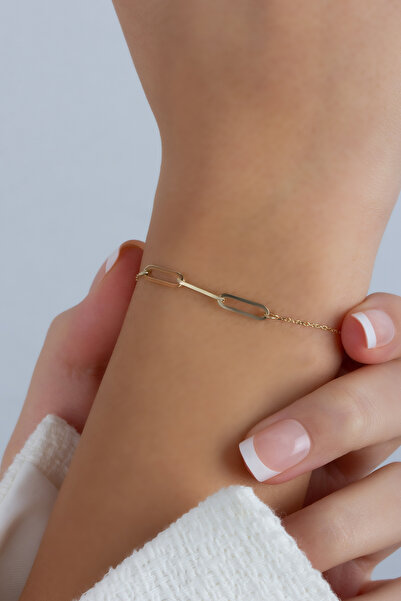 goldberia 14 Ayar Som Altın Ataç Bileklik