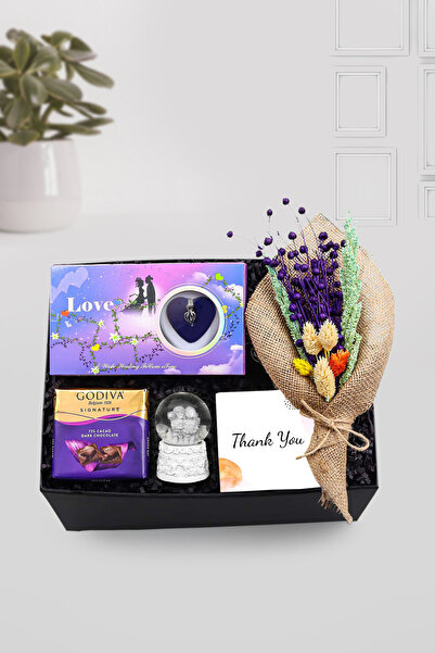 Trendmiya İstiridye İçinde İnci Kolye & Işıklı Melek Kar Küre & Çiçek Buketi ...