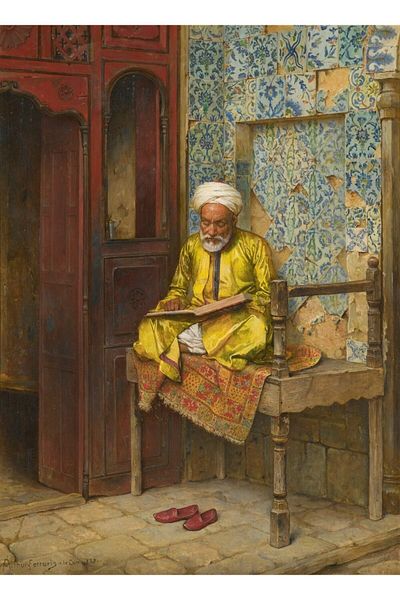 Marcel Kristal Tablo Arthur Von Ferraris 48x66 cm Diamond Mosaic Man Reading a Book Painting