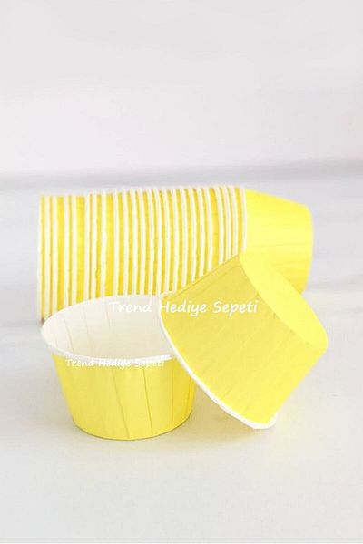 Trend Hediye Sepeti 50 Pack Yellow Muffin Cupcake Mold Cake Capsule