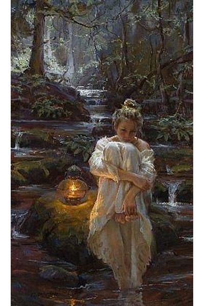 MARCEL SANAT Girl by the Water Marcel Art Diamond Mosaic Painting 33X58Cm