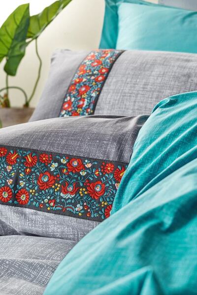 Cotton Box Folk Art Single Duvet Cover Set Gray