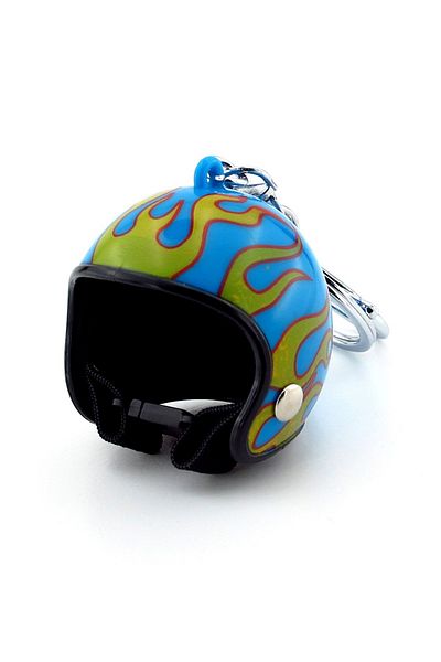 Solfera Flame Pattern Blue Motorcycle Scooter Motor Helmet Keychain KC084