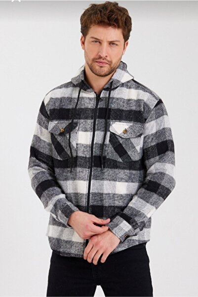 Cropper Erkek Siyah Beyaz Ekoseli Gömlek