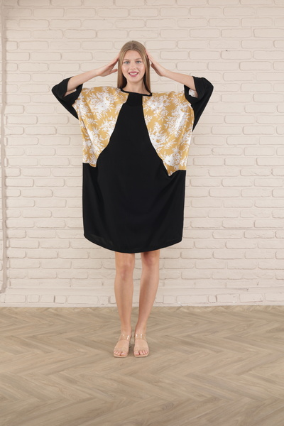 mervemoda rochie tunică de damă cu mânecă scurta lungime midi