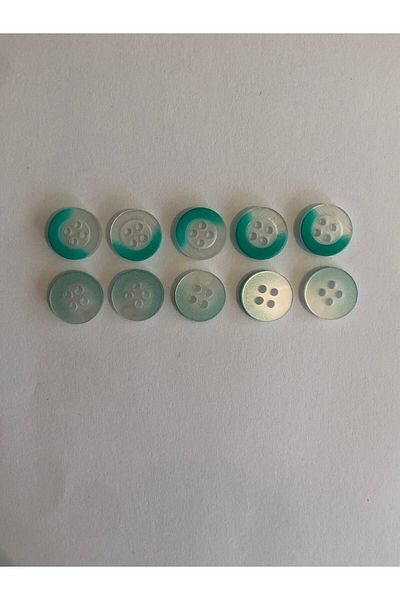aensia Green and White Color Transitional Ombre Button Shirt Button 18 Size Button Shirt Button - Pack of 10