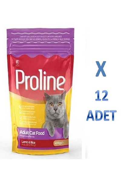 Proline Proline Kuzu Etli & Pirinçli Yetişkin Kedi Maması 400 gr x 12 Adet