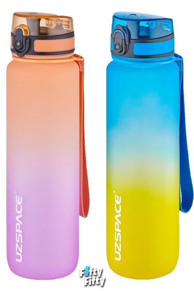 Uzspace مجموعة من قارورة تريتان سعة 1000 مل، حجم كبير، لون مزدوج، مجموعة Soft...