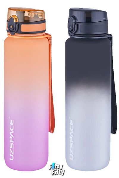 Uzspace 2-Piece Tritan Water Bottle Set 1000ml Large Size Double Color Softtouch FF Collection Tritan Water Bottles