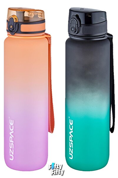 Uzspace طقم قارورة تريتان مكون من قطعتين 1000 مل حجم كبير مزدوج اللون مجموعة ...