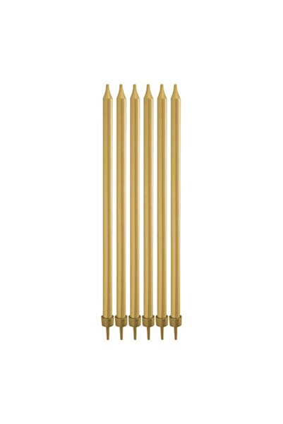LİZYA BABY Uzun Gold Pasta Mumu 15 cm 6'lı