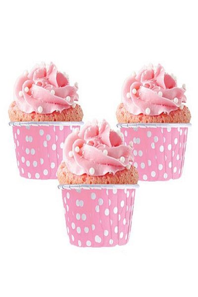 LİZYA BABY Pink Color Polka Dot Paper Muffin Cake And Soufflé Capsule Cupcake Baking Mold Paper