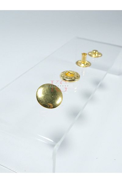 Klinkshop 12.5 M Gold Color Snaps Without Attachment Material Package - 50 Pieces - Stainless Brass Snaps