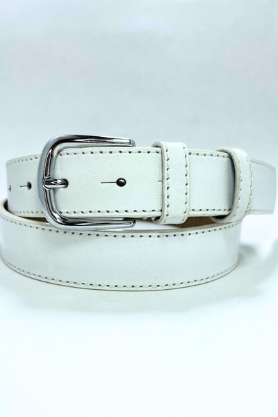 Parscraft 100% Genuine Leather 3 cm Women's Belt White