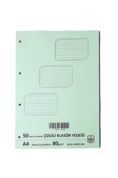 kafanot A4 Çizgili Açık Yeşil Kolej Klasör Yedeği 50 Yaprak