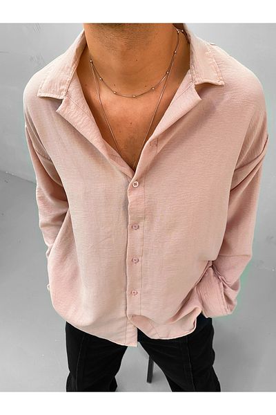 King Brothers Ανδρικό πουκάμισο Ayrobin Oversize Salmon Flax Look - Λεπτό καλοκαιρινό