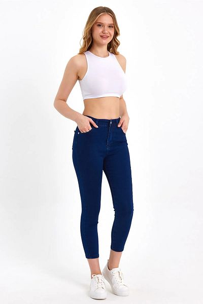 Ramrod Jeans skinny Nancy, albastru închis, cu talie înaltă din lycra