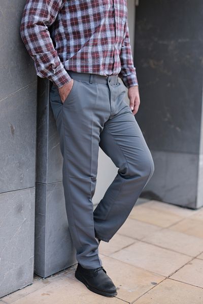 DAKİKO Men's Linen Classic Cut Trousers Quality Gray with Armlets