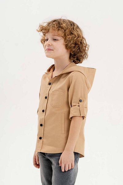 Gold Class Kidswear Cămașă pentru băieți - cu glugă, buzunare și mânecă pliabilă