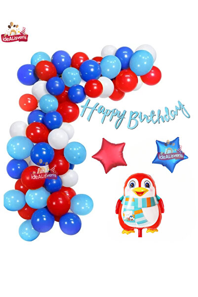 Bkmc Balon od folije u obliku pingvina, crveno, plavo, belo, koncept set za r...