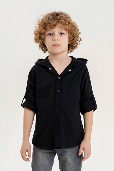 Gold Class Kidswear Cămașă pentru băieți - cu glugă, buzunare și mânecă pliabilă