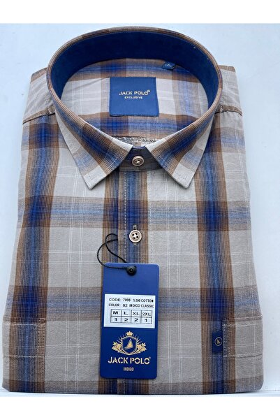 Jack Polo İndigo Klasik Kesim Pamuklu Çift Cep Erkek Gömlek