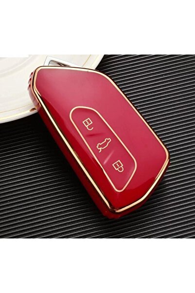 AYZ GARAGE حافظة مفاتيح حمراء مصنوعة من مادة TPU من فولكس فاجن سيات سكودا (حا...