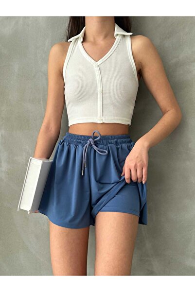 Jeevee Πλισέ Basic διπλό σορτς με κορδόνια