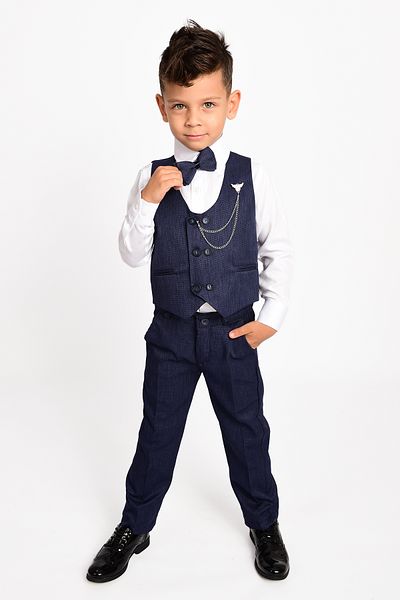 DAFİTO KİDS Boy's Vest Chain Bow Tie Suit