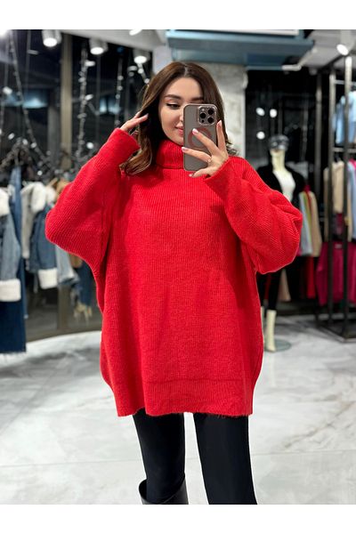 missswans Amera throated salaş sweater-Red