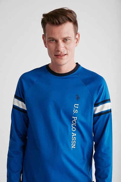U.S. Polo Assn. US POLO ΑΔΕΙΑ ΠΟΔΗΛΑΤΟΣ ΛΑΙΜΟΣ ΒΑΜΒΑΚΙ ΜΑΚΡΥΜΑΝΙΚΗ ΑΝΔΡΙΚΗ ΣΤΟΛΗ ΠΙΤΖΑΜΑΣ 18732