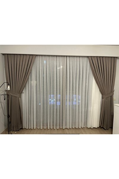 SAHARA HOME Fon perde, tül perde, salon perdesi, oturma odası perdesi, broçöl...