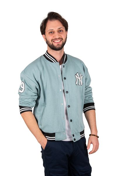 DeepSEA Ανδρικό Ανοιχτό Πράσινο Αθλητικό Snap College Collar Bomber Coat Jacket 2304760