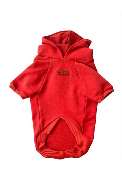 Luli Pet Basic Red Hooded Cat Dog Sweatshirt