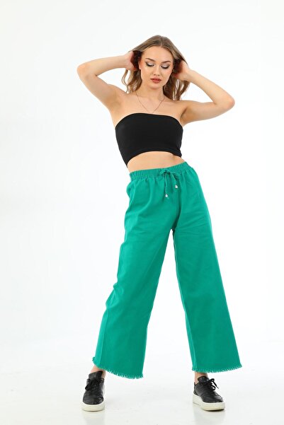 Sfg Life Moda Γυναικεία καλοκαιρινά τζιν παντελόνια με φούντες στα μπατζάκια ...