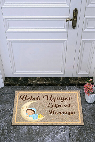 Pazarova Kapı Paspası Bebek Uyuyor Lütfen Zile Basmayın Yazılı Kapı Paspası 4...