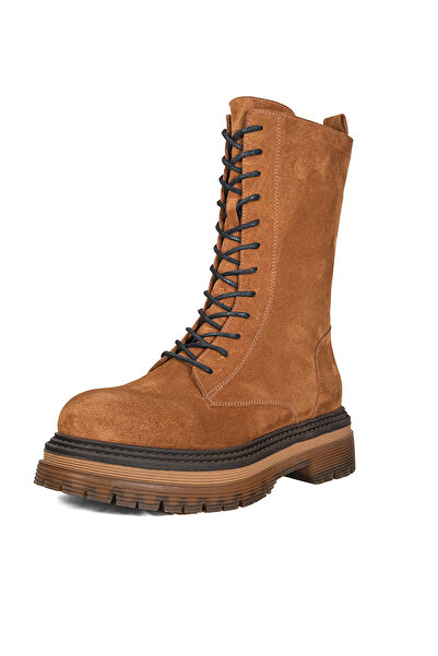 GLAZA Kadin Taba Hakiki Süet Deri Günlük Uzun Bot