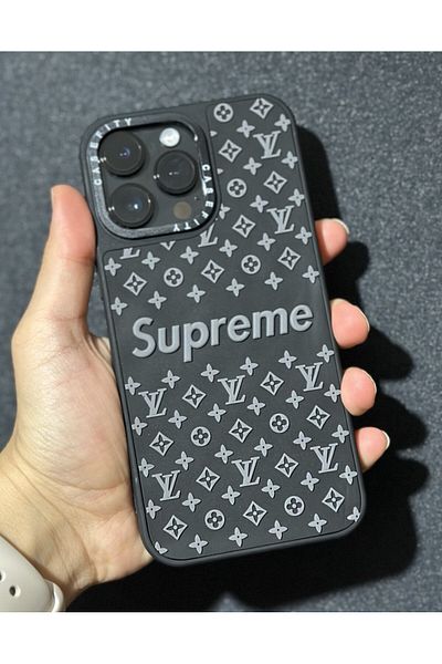 HYPERSOFT iPhone 15 Pro Max Compatible Phone Case Lux Silicone Cover with Embossed Pattern and Logo Fluffy Surface