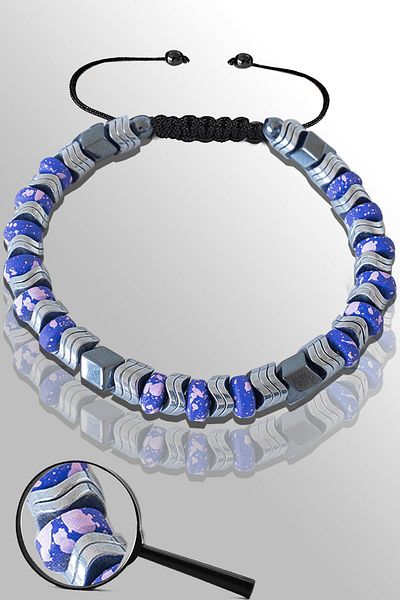 Tesbih Atölyesi Certified Rose Color Sergeant Model Purple Snowy Hematite Stone Bracelet