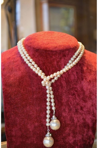 Uno Di Famiglia Vintage Tarzı Inci Kolye , Cam Inci Kolye , Kolye 1. Kalite