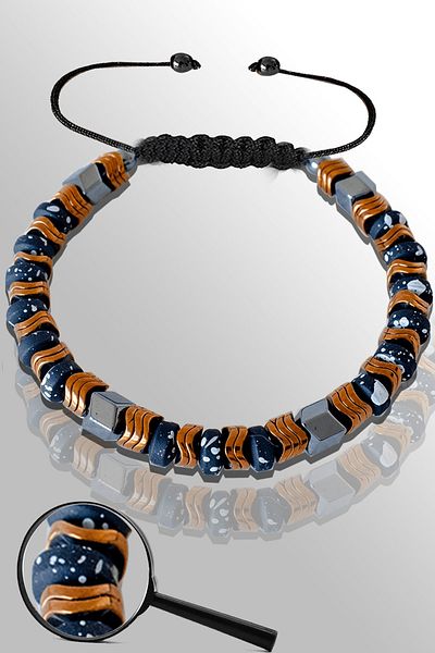 Tesbih Atölyesi Certified Rose Color Sergeant Model Black Snowy Hematite Stone Bracelet