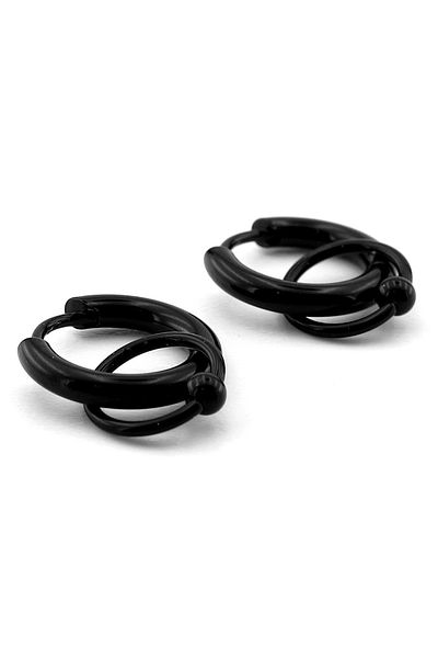 Solfera Intertwining Hoop Stainless Black Steel Men's Women's Earrings ER035