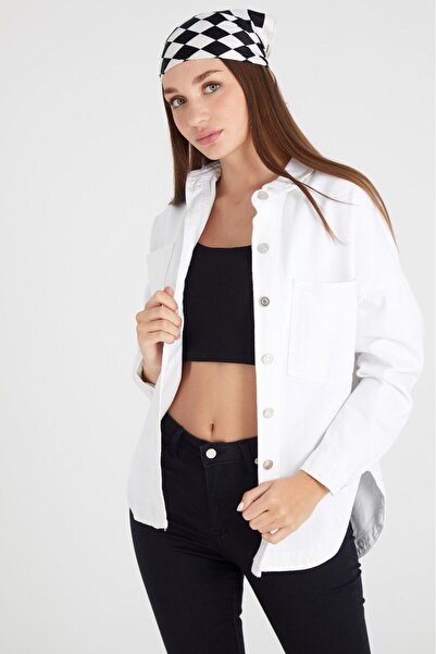 BUTAMY قميص جاكيت من الدنيم الأبيض