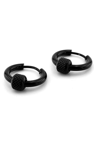 Solfera Custom Design Black Stainless Steel Men's Women's Hoop Earrings ER028