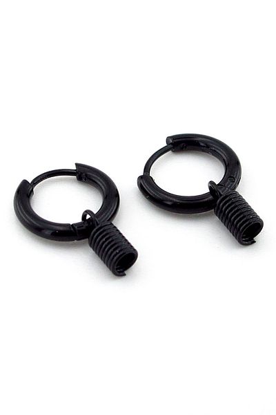 Solfera Bow Dangle Black Stainless Steel Men's Women's Hoop Earrings ER020
