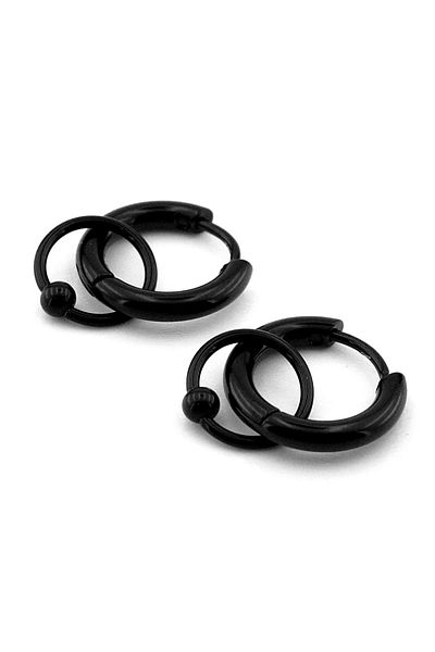 Solfera Intertwining Hoop Stainless Black Steel Men's Women's Earrings ER035